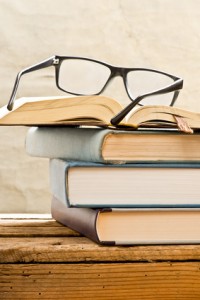 books with glasses